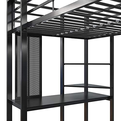 DHP Abode Metal Frame With Desk And Ladder, Full, Black 1 Loft Bed, Twin