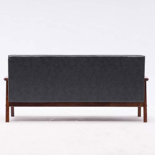 Yuventoo 3P SOFA 3-Seater Home Living Room Wooden arms Black