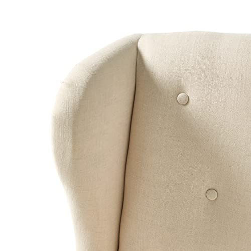 Christopher Knight Home Adrianna Wingback Button-Tufted Fabric Loveseat, Natural Plain