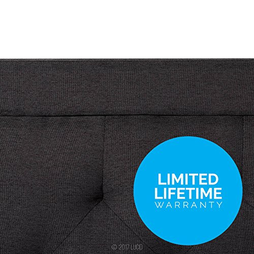 LUCID Bordered Upholstered Headboard with Diamond Tufting, Queen, Charcoal