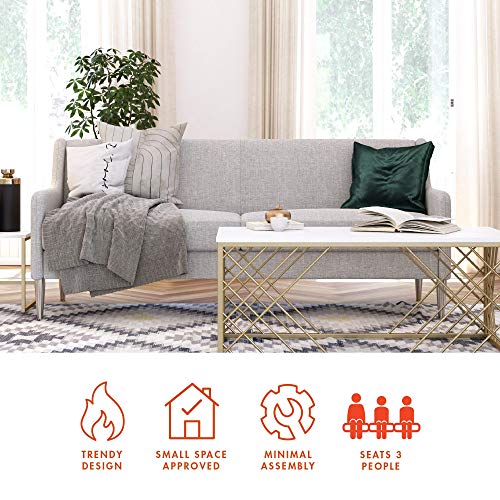 CosmoLiving by Cosmopolitan Virginia Modern Living Room Cushioned Sofa, Light Gray