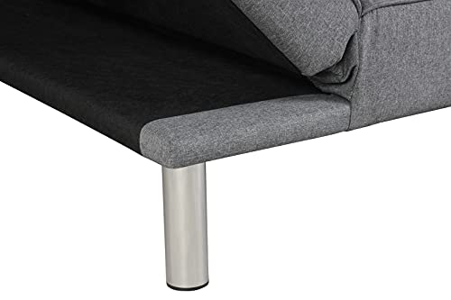 Mid-Century Tufted Fabric Convertible Folding Futon Sofa Bed Sleeper Sofa Couch Bed with 4 Metal Legs and Adjustable Back Couches Recliner Furniture Loveseat Sofas for Small Space Living Room