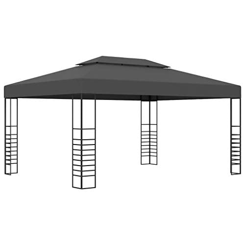 vidaXL Garden Gazebo with Hardware Kits, Outdoor Galvanized Steel Double Roof Permanent Gazebo Canopy 118.1
