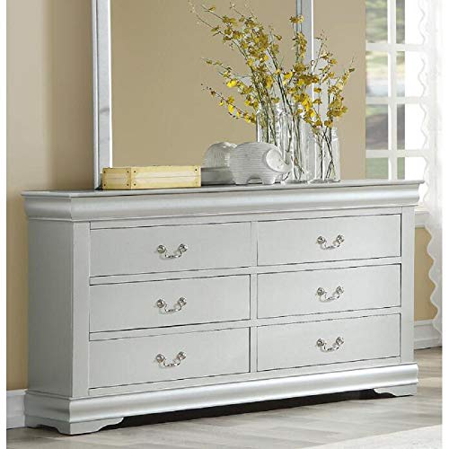 6 Drawer Dresser, Harper&Bright Designs Universal Solid Wood Storage Chest for Bedroom, Hallway, Entryway, Closet, Office (Platinum)