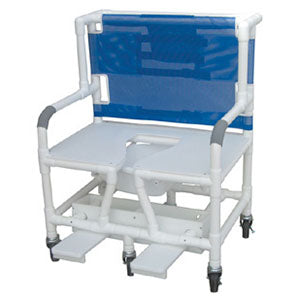 MJM Bariatric Shower Commode Chair with Sliding Self-Storing Footrest