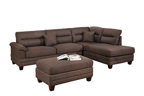Bobkona Sectional Sofa Set Coffee