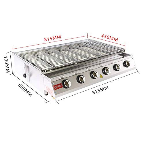 TBVECHI Commercial Gas LPG Grill 2800PA Outdoor BBQ Tabletop Cooker (6-Burner)