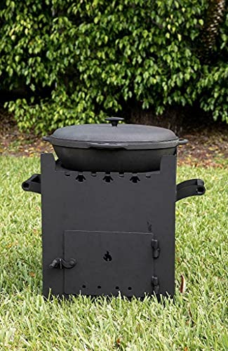 Heavy Duty Kazan Mangal Печь Stove Set + Казан 12L - BBQ Kabab Russian Shashlyk Picnic Camping Outdoor Portable Barbeque Grill – Black