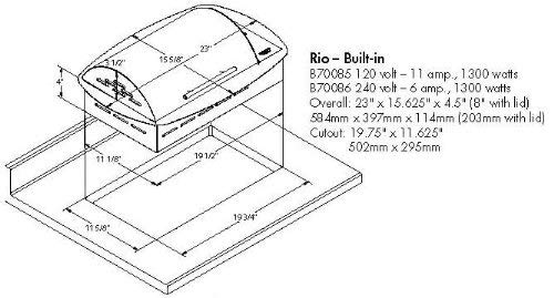 Kenyon B70086 Rio All Seasons Built-In Electric Grill, 240-volt