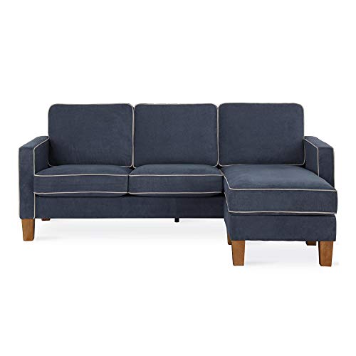 Novogratz DA036SEC-BL Bowen Sectional Sofa with Contrast Welting, Blue