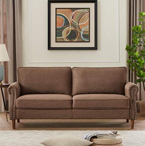 Modern Upholstered Love Seats, Loveseat Sofa (Sofa, Brown)