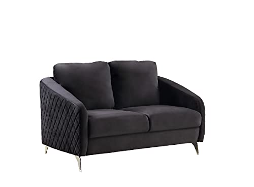 Lilola Home Sofia Velvet Modern Chic Loveseat Couch (Black)