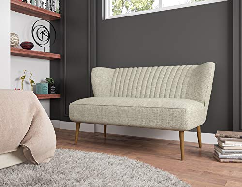 Pulaski Mid Century Vertically Channeled Settee in Kendrick Oatmeal, 50.39