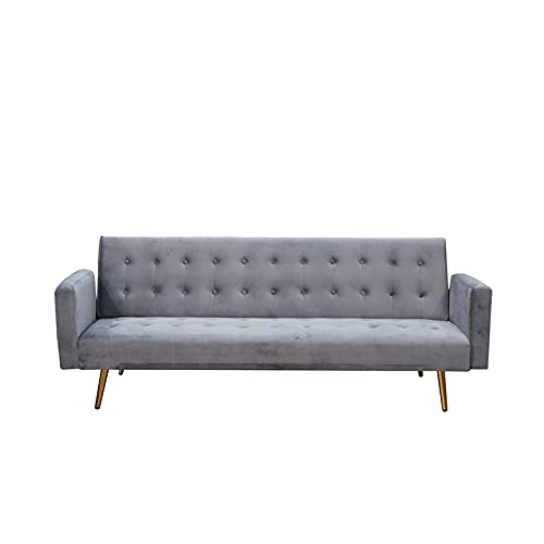 Kingway Furniture Jeffery Velvet Convertible Sofa in Light Gray