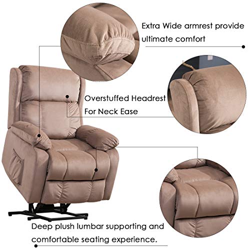 Harper&Bright Designs Power Lift Chair Soft Fabric Recliner Living Room Sofa Chair
