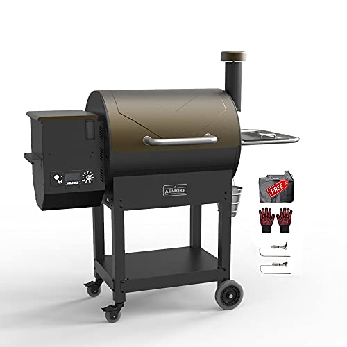 ASMOKE Electric Wood Fired Pellet Grill and Smoker 700 sq in, Pack of 5 BBQ Kit, 8 in 1 Outdoor Cooking BBQ Cooker, PID Control Temperature,Front Shelf ,25.8lbs Large Hopper, Safe Certification,