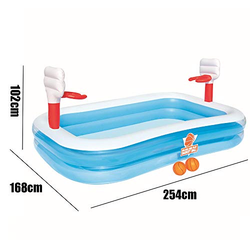 METTE Inflatable Pool, Blow Up Family Basketball Swimming Pool for Kids, Toddlers & Adult, 100