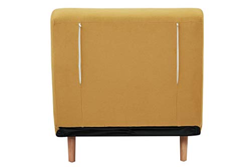 GIA Tri-Fold Convertible Polyester Sofa Bed Chair with Removable Pillow and Legs, Yellow