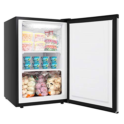 Freezer 3.0 cu ft,Single Door Upright Freezer,Stainless Steel Panel Deep Freezer Small Freezer for Home Kitchen Office (black, 20.3x22.5x32.4 inch)