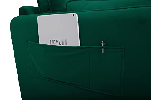 Reversible Sectional Sofa Couch Velvet - L Couch Modern Sofa Furniture Set Mid Century Contemporary Couches 3 Seater Sofa with Reversible Chaise (Green)