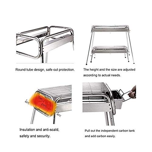 QIAOLI Portable Charcoal Grill,Stainless Steel Foldable BBQ Grills Outdoor Cooking Charcoal Barbeque for Picnic Camping Backyard Cooking