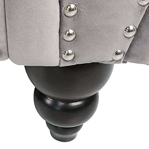 AVZEAR 3 seat Sofa, Velvet Sofa Living Room Sofa Large Sofa Modern Chesterfield Fabric Modern 3 Seater Couch Furniture Classic Tufted Chesterfield Settee Sofa, Grey