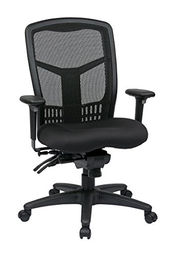 Office Star ProGrid High Back Managers Chair with Adjustable Arms, Multi-Function and Seat Slider (Black)