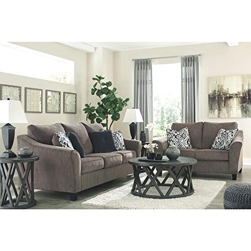 Signature Design by Ashley - Nemoli Modern Loveseat w/ 2 Pillows, Slate Gray