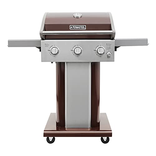 Permasteel PG-A40301-MO 3 Burner Outdoor Patio Gas BBQ Propane Grill, Mocha