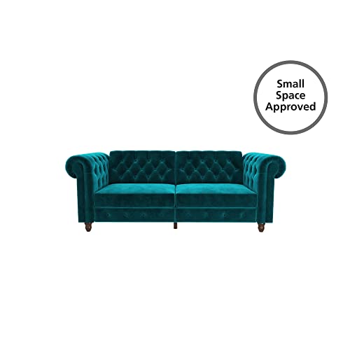 DHP Felix Chesterfield Sofa Futon, Green Velvet