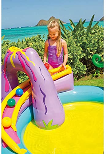 Bewinch Inflatable Pool for Kids- Water Play Center, Dinosaur Slide Pool Children's Ocean Ball Pool Family Swimming Pool for Outdoor Garden Summer Water Party