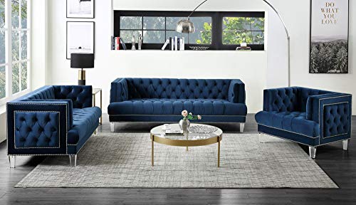 Acme Furniture Ansario Sofas, Blue Velvet