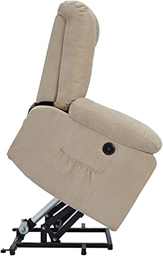 YODOLLA Larger Lift Chair for Elderly, Big and Tall Lift Recliner with Side Pockets,USB Port & Massage Remote Control, Lazyboy Power Rising Recliner with Heat&Vibration Massage,Cream Beige
