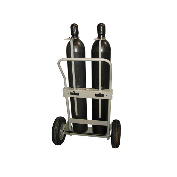 Justrite Double Cylinder Hand Truck, 16-Inch Pneumatic Wheels