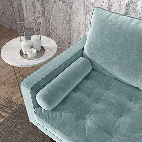 Kingway Furniture Velvet Genoa Living Room Loveseat in Grayish Cyan