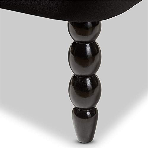 Baxton Studio Flax Velvet Tufted Loveseat in Black