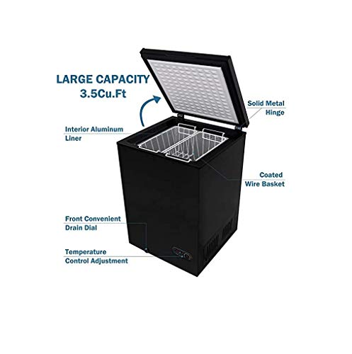 Compact Chest Freezer Free-Standing Top Door Freezers Refrigerator Compact Space Apartment Home Food Storage (3.5)