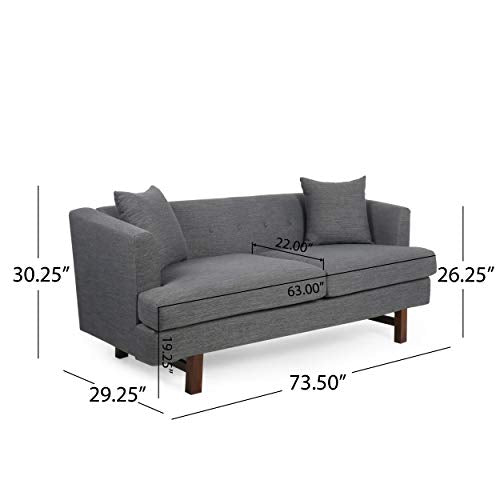Christopher Knight Home Mableton 3 Seater Sofa, Charcoal + Espresso