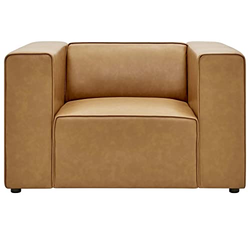 Modway Mingle Vegan Leather Lounge Armchair, Tan
