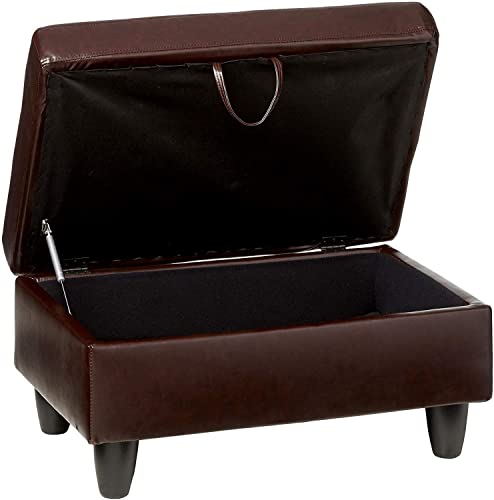 UNIROI Modern Faux Sectional, L-Shaped PU Leather Couch with Storage Ottoman Sofa for Living Room Furniture Set Chaise Lounge, Left-Brown