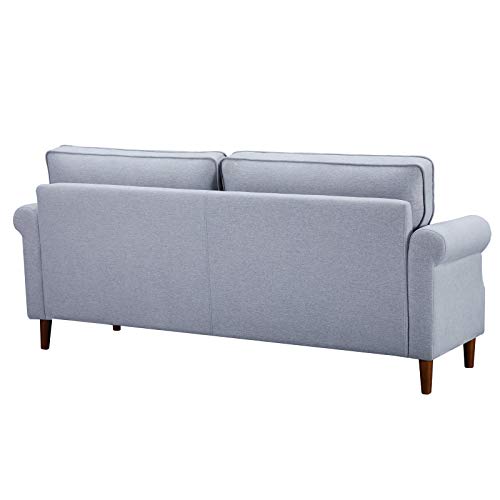 Dolonm 2 Piece Sofa Sets Mid Century Modern Upholstered Sectional Loveseat Couch Set Furniture for Living Room, Light SkyBlue