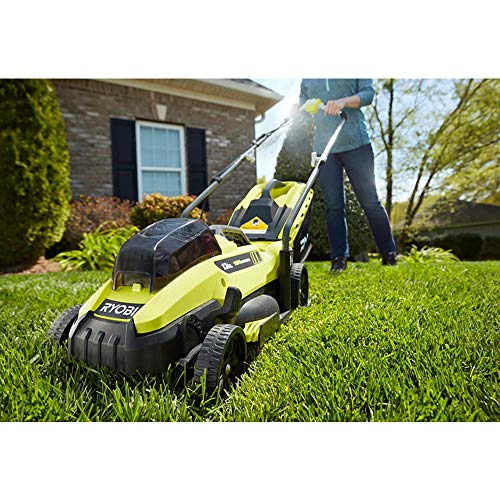 RYOBI P1140S-4X 13 in. ONE+ 18-Volt Lithium-Ion Cordless Battery Walk Behind Push Lawn Mower & Leaf Blower- 4.0 Ah Battery/Charger