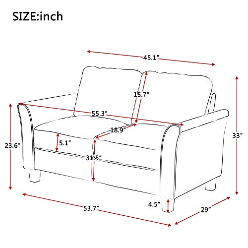 Harper & Bright Designs Living Room Set 3 Pcs Sofa Set Armchair Loveseat and Couch (Grey, Chair&Loveseat Chair&3-Seat Sofa)