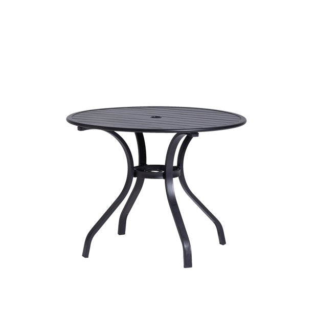 38” Outdoor Patio Table W/Metal Slat Surface & Steel Tube