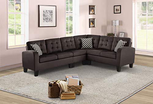 Lexicon Westville Tufted Fabric 2-Piece Reversible Sectional Sofa, 84
