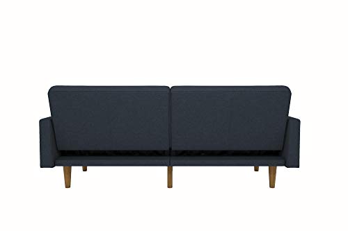 DHP Paxson Convertible Futon Couch Bed with Linen Upholstery and Wood Legs - Navy Blue