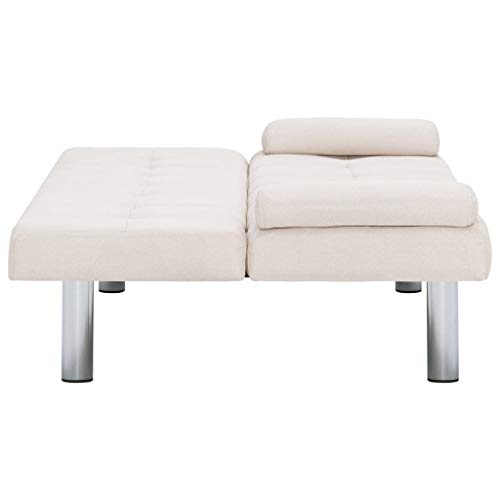 Sofa Bed with Two Pillows, Convertible Folding Lounge Couch Sectional Living Room Furniture Set Cream Fabric