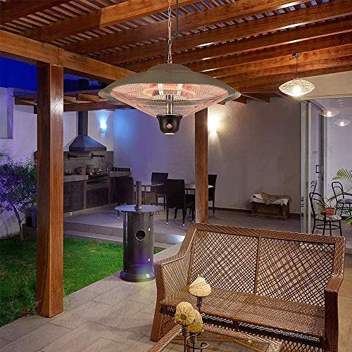 JINLIN 2500W Electric Heater Hanging Light with Adjustable Hook Chain - Ceiling Mounted Infrared Halogen Tube Patio Heater with Remote