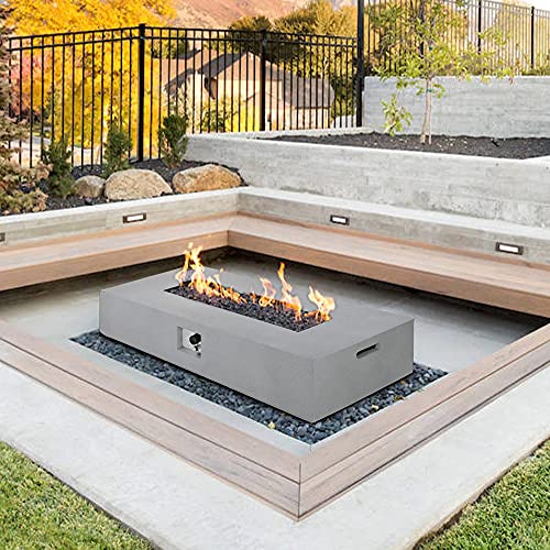 Rectangle Gas Fire Pit, 2 in 1 Outdoor Propane Fire Pit Table with Cover, 56 x 28 in 50,000 BTU Poolside w/Gas Tank Holder, Lava Rocks, CSA Certification