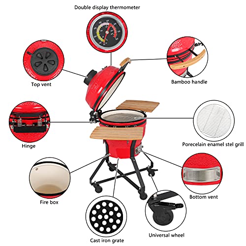 18in Steel Charcoal Grill Red